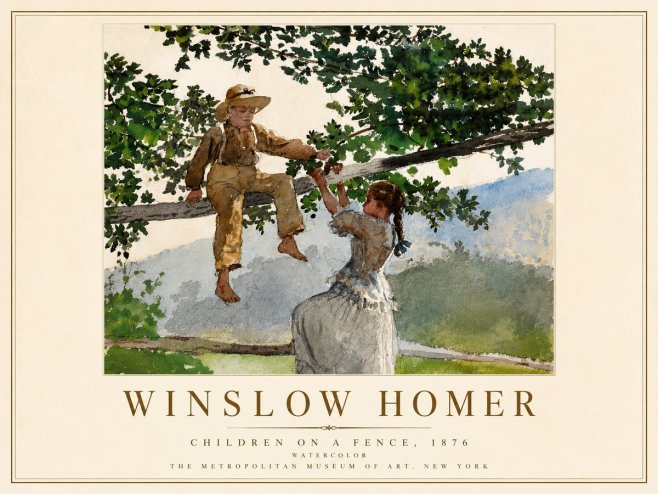 Winslow Homer Children on a Fence No5 - Affiche