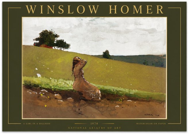 Winslow Homer A Girl in a Hillside No2 - Affiche
