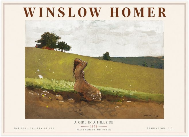 Winslow Homer A Girl in a Hillside No3 - Affiche