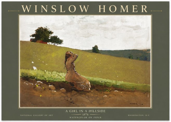 Winslow Homer A Girl in a Hillside No5 - Affiche