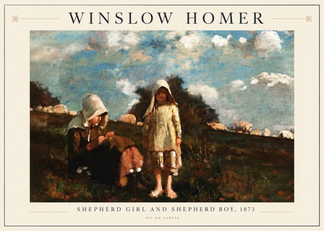 Winslow Homer Shepherd Girl and Shepherd Boy, 1873 No3 - Affiche