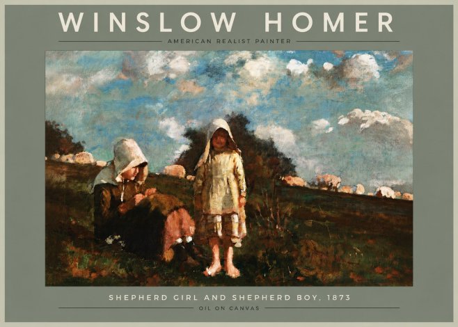 Winslow Homer Shepherd Girl and Shepherd Boy, 1873 No4 - Affiche
