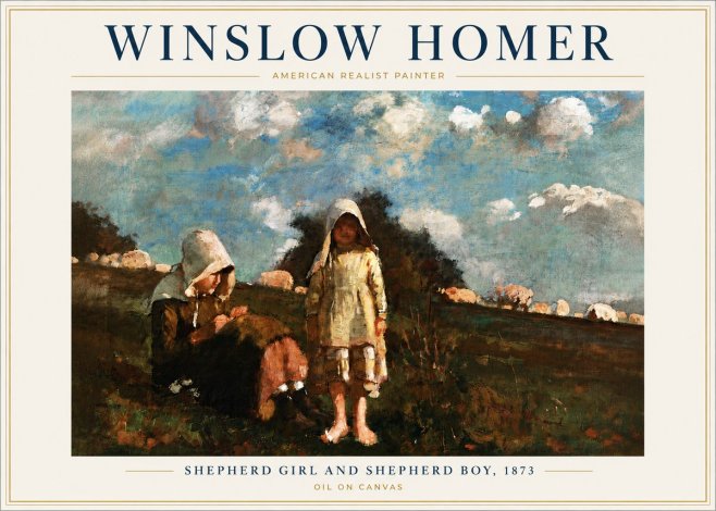 Winslow Homer Shepherd Girl and Shepherd Boy, 1873 No6 - Affiche