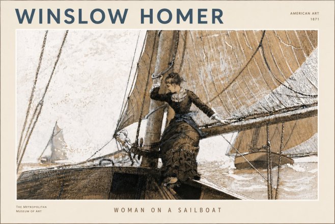 Winslow Homer Woman on a Sailboat No4 - Affiche