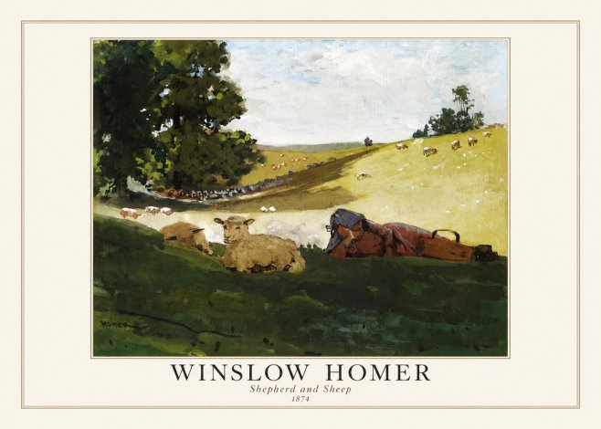 Winslow Homer Shepherd and Sheep No1 - Affiche