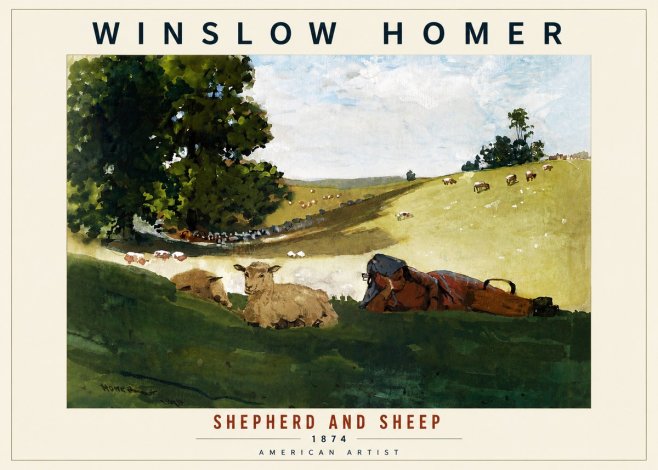 Winslow Homer Shepherd and Sheep No6 - Affiche