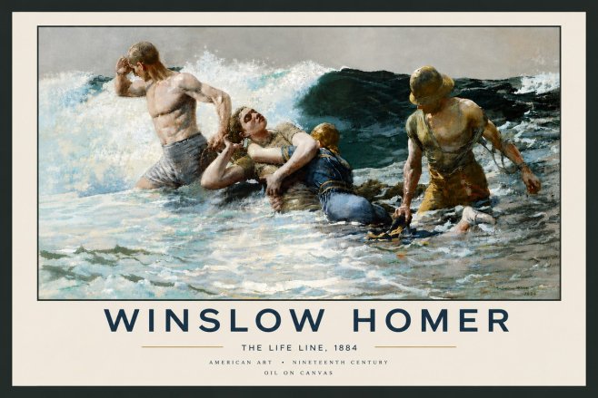 Winslow Homer The Life Line No6 - Affiche