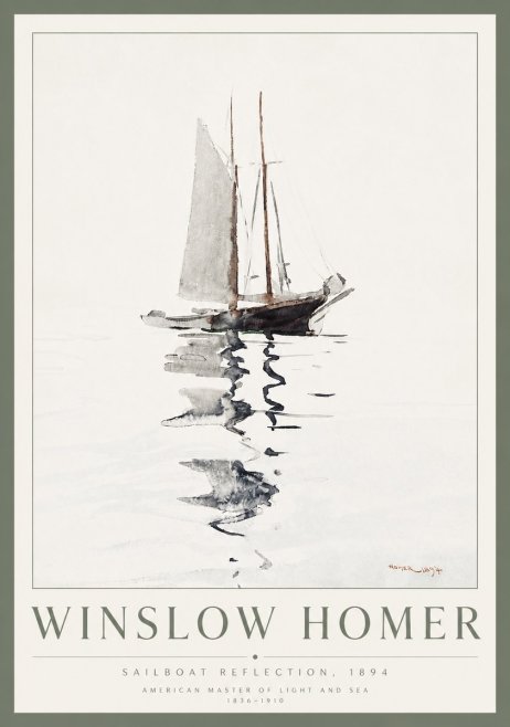 Winslow Homer Sailboat Reflection, 1894 No3 - Affiche
