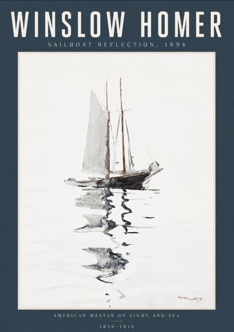 Winslow Homer Sailboat Reflection, 1894 No6 - Affiche