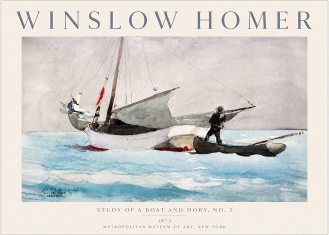 Winslow Homer Study of a Boat and Dory Watercolor, No. 3 No3 - Affiche