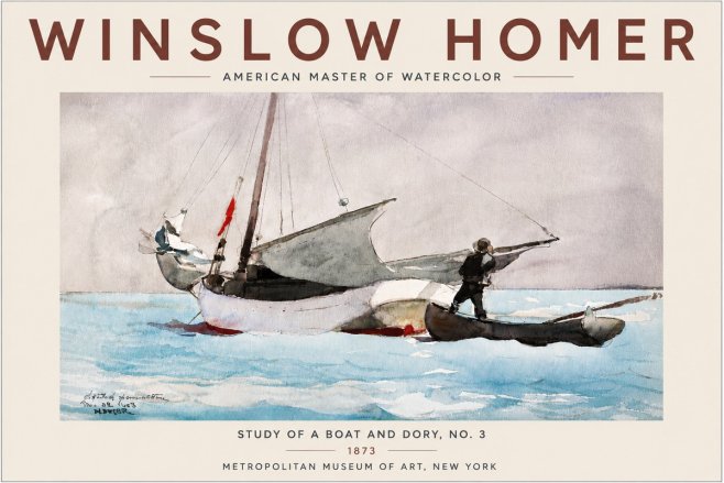 Winslow Homer Study of a Boat and Dory Watercolor, No. 3 No6 - Affiche
