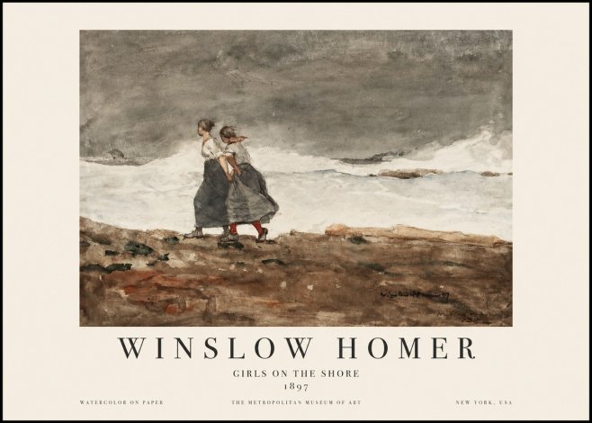 Winslow Homer Girls on the Shore No1 - Affiche
