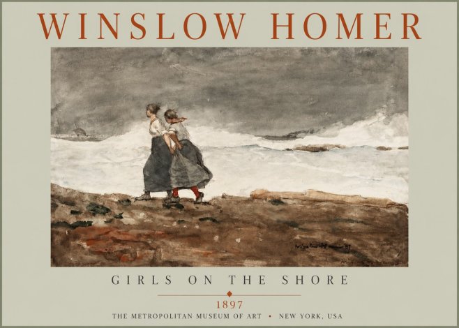 Winslow Homer Girls on the Shore No2 - Affiche