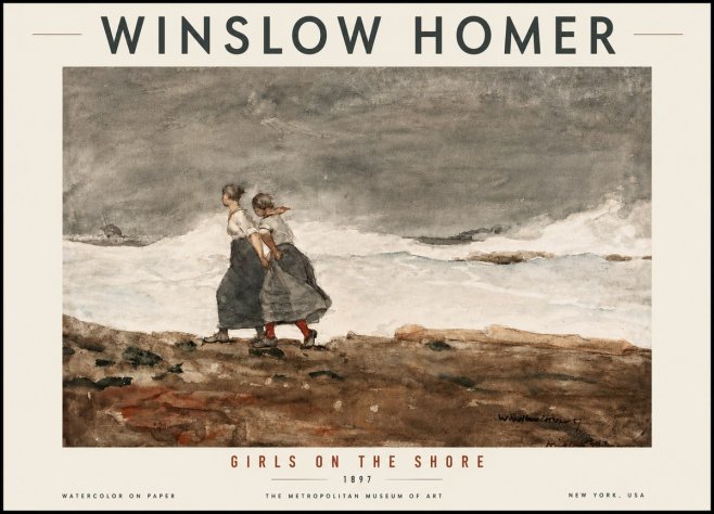 Winslow Homer Girls on the Shore No5 - Affiche