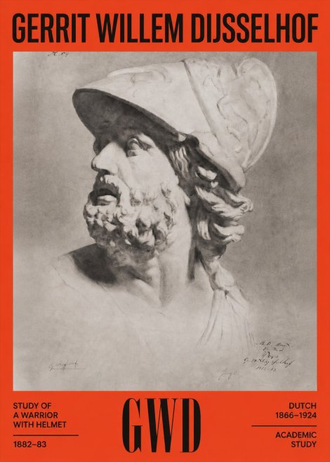 Gerrit Willem Dijsselhof Study of a Warrior with Helmet No2 - Affiche