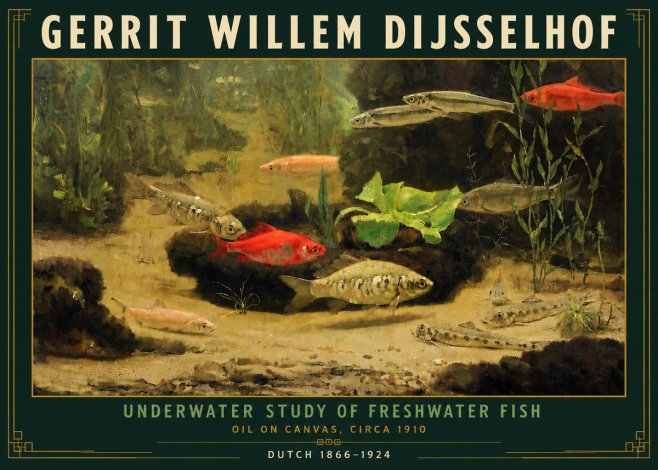 Gerrit Willem Dijsselhof Underwater Study of Freshwater Fish No5 - Affiche