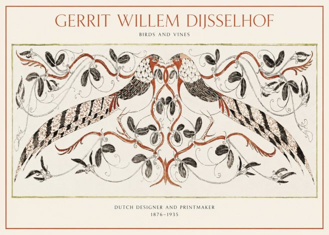 Gerrit Willem Dijsselhof Ornamental Design with Birds and Foliage No2 - Affiche