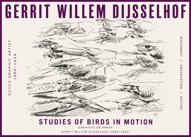 Gerrit Willem Dijsselhof Studies of Birds in Motion No5 - Affiche