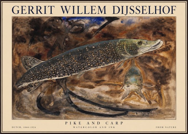 Gerrit Willem Dijsselhof Pike and Carp No1 - Affiche