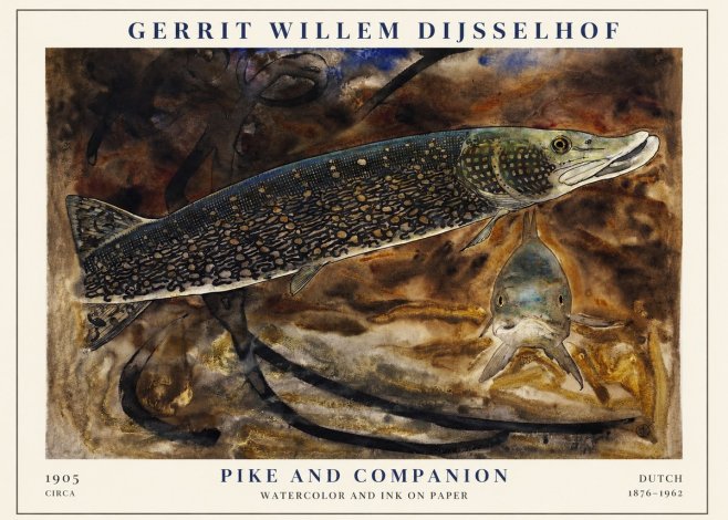 Gerrit Willem Dijsselhof Pike and Carp No3 - Affiche