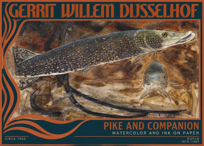 Gerrit Willem Dijsselhof Pike and Carp No4 - Affiche