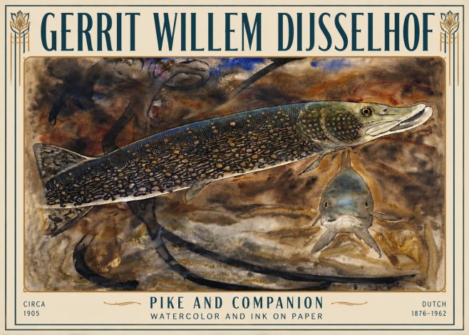 Gerrit Willem Dijsselhof Pike and Carp No6 - Affiche