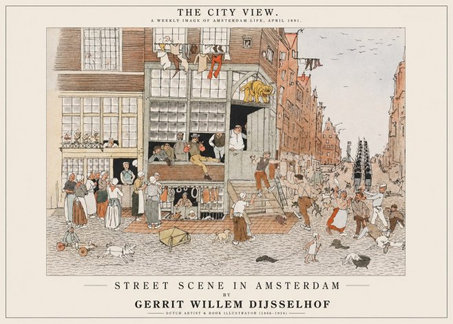 Gerrit Willem Dijsselhof Street Scene in Amsterdam No1 - Affiche