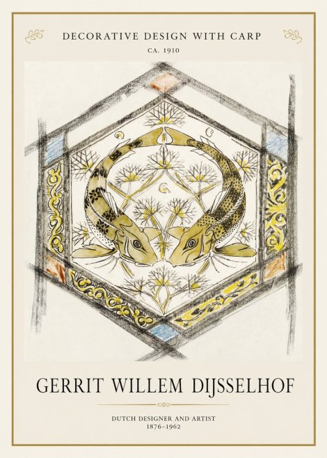 Gerrit Willem Dijsselhof Decorative Design with Carp No1 - Affiche
