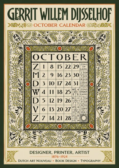 Gerrit Willem Dijsselhof October - Calendar Page No5 - Affiche
