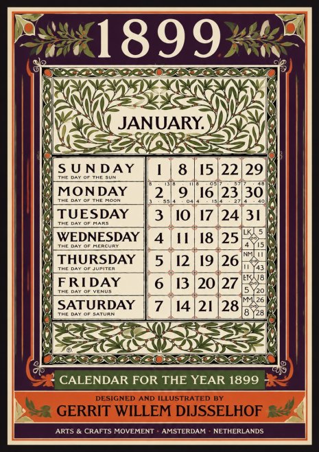 Gerrit Willem Dijsselhof January. Calendar for 1899. No4 - Affiche