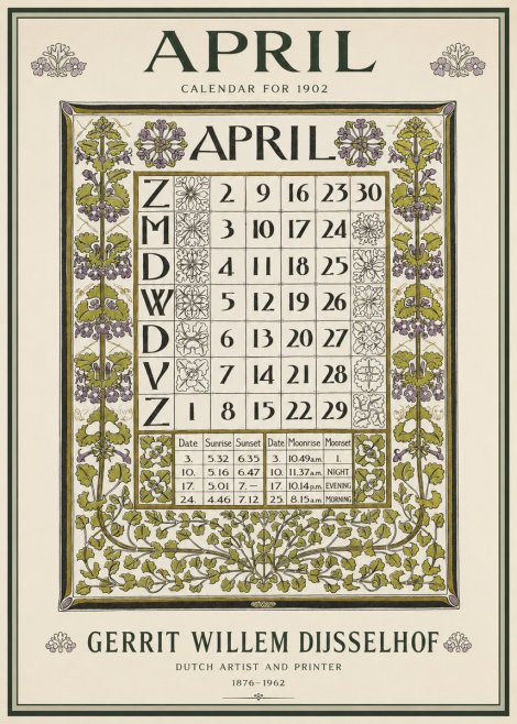 Gerrit Willem Dijsselhof April No3 - Affiche