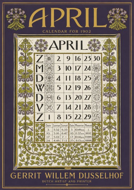 Gerrit Willem Dijsselhof April No4 - Affiche