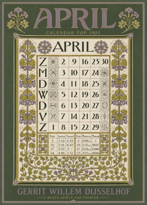 Gerrit Willem Dijsselhof April No5 - Affiche