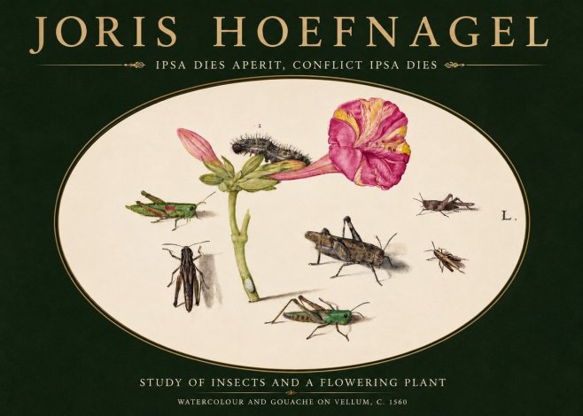 Joris Hoefnagel Study of Insects and a Flowering Plant No3 - Affiche