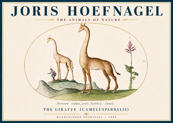 Joris Hoefnagel The Giraffe (Cameluspardalis) No5 - Affiche