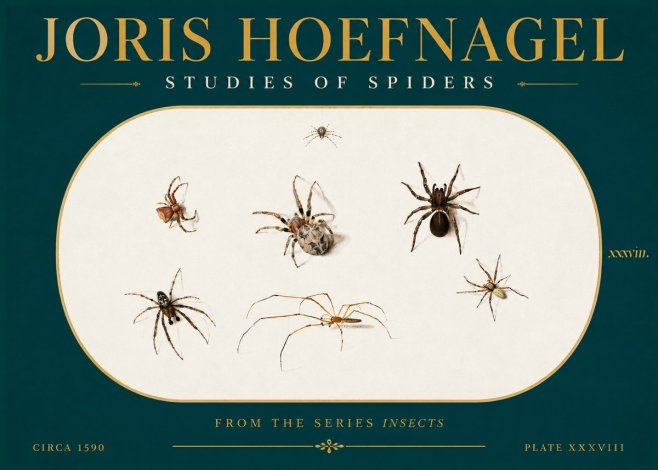 Joris Hoefnagel Studies of Spiders I No5 - Affiche