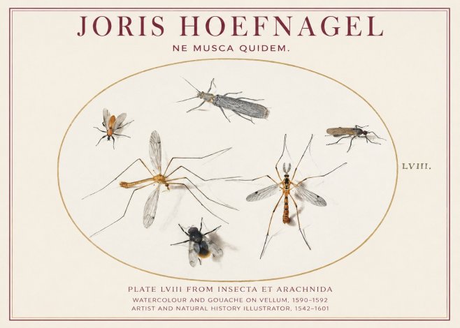 Joris Hoefnagel Plate Lviii from Insecta Et Arachnida No1 - Affiche