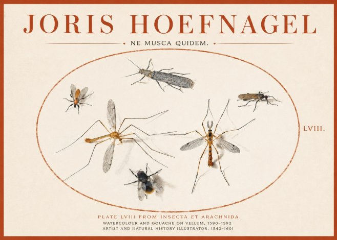 Joris Hoefnagel Plate Lviii from Insecta Et Arachnida No3 - Affiche