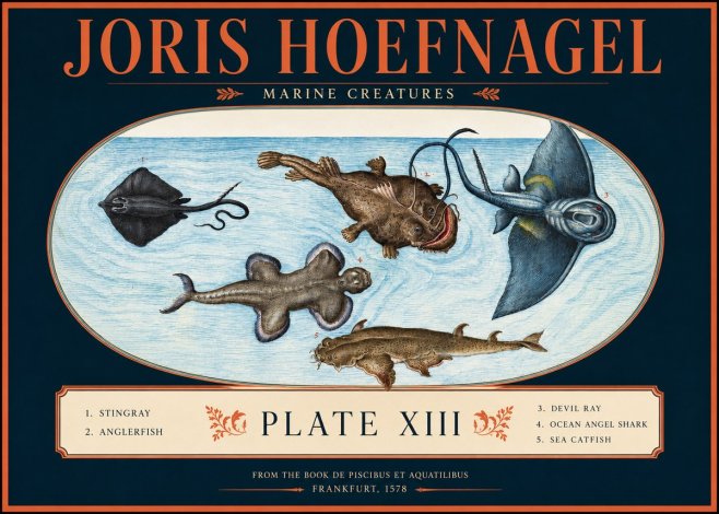 Joris Hoefnagel Marine Creatures Plate Xiii No2 - Affiche