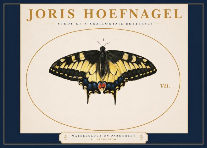 Joris Hoefnagel Study of a Swallowtail Butterfly No2 - Affiche