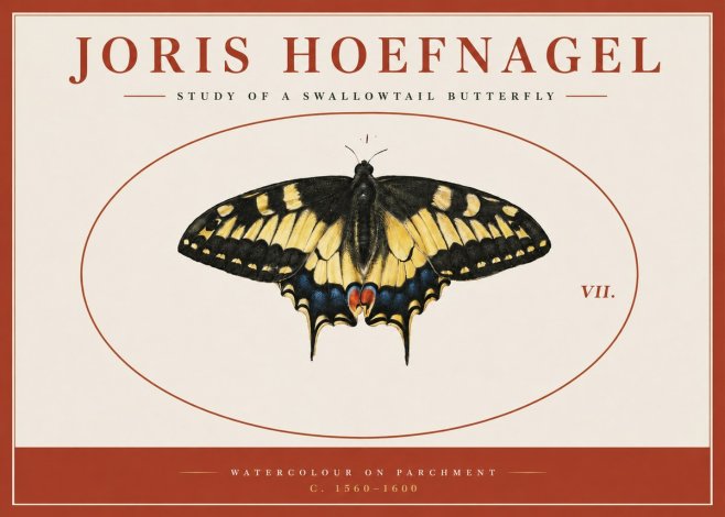 Joris Hoefnagel Study of a Swallowtail Butterfly No3 - Affiche