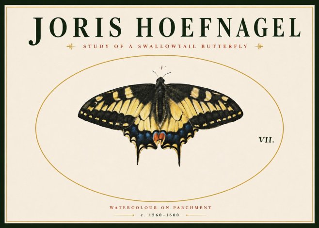 Joris Hoefnagel Study of a Swallowtail Butterfly No4 - Affiche
