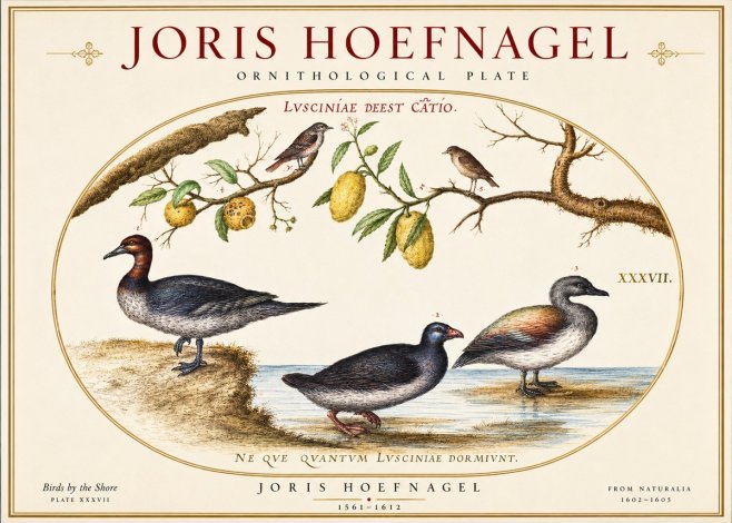 Joris Hoefnagel Plate Xxxvii from the Four Books of Birds No6 - Affiche