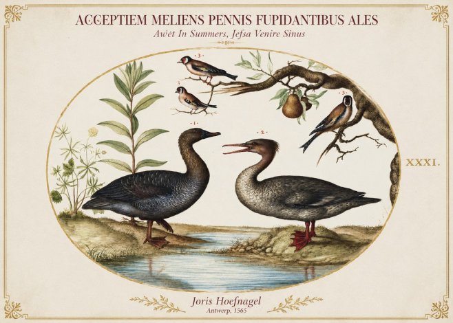 Joris Hoefnagel Acceptiem Meliens Pennis Fupidantibus Ales No1 - Affiche
