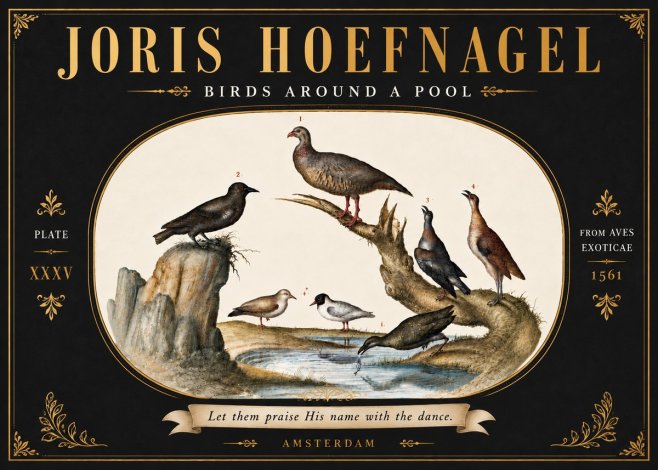 Joris Hoefnagel Birds Around a Pool No6 - Affiche