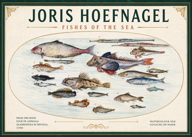 Joris Hoefnagel Fishes of the Sea III No6 - Affiche