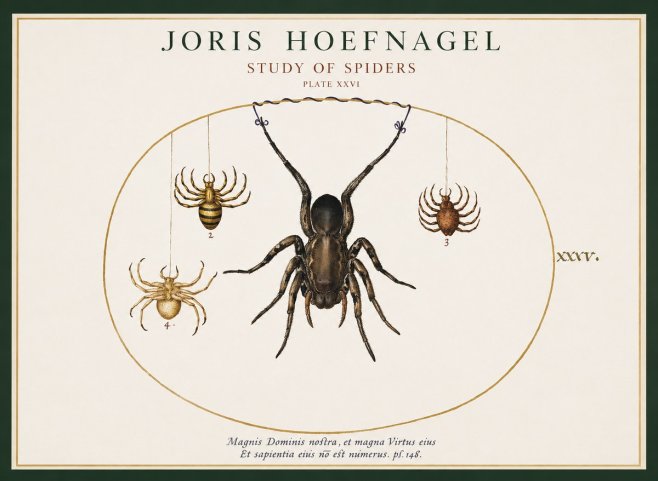 Joris Hoefnagel Study of Spiders No1 - Affiche