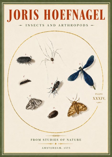 Joris Hoefnagel Insects and Arthropods No5 - Affiche