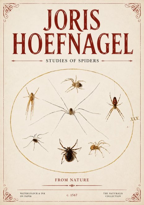 Joris Hoefnagel Studies of Spiders from Nature No6 - Affiche