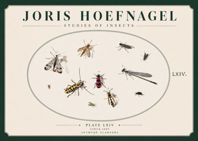 Joris Hoefnagel Studies of Insects - Plate Lxiv No3 - Affiche